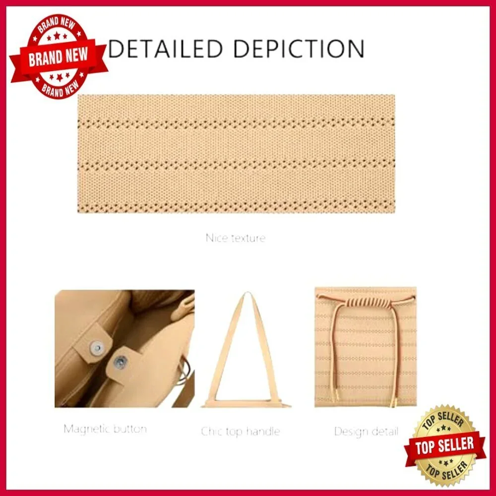 Structured Tote Bag for Work and Travel, Lightweight Foldable Shoulder Bag